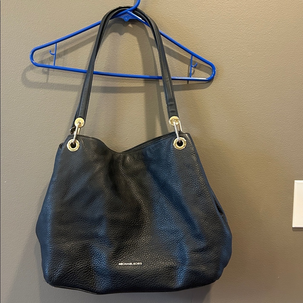 Michael Kors Large Raven Bag Black Pebbled Leather